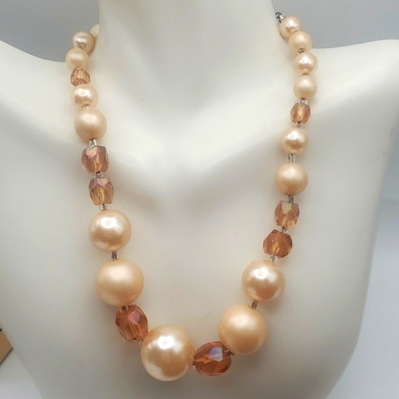Choker N3005 pearl and crystal bauble tea time necklace - Picture 1 of 3